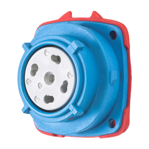 01-N8077-001 - PN20 RECEPTACLE POLY BLUE SIZE 1 IP 66/67 3P+N+G 20A 125/250 VAC 60 Hz REVERSE INTERIORS